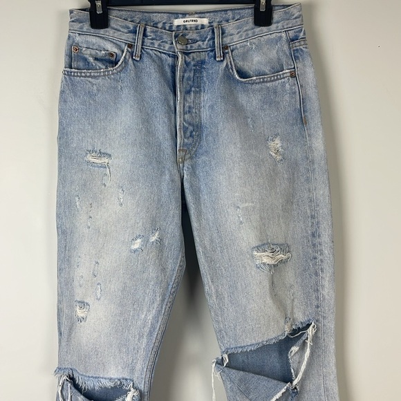 GRLFRND Karolina distressed high-rise slim-leg straight jeans Size 28 - Picture 3 of 13